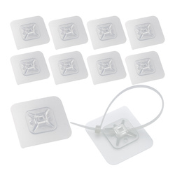 Haczyk Ścienny Samoprzylepny Przezroczysty Na Opaskę Kablową 10szt