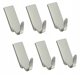 Wieszak Metalowy Samoprzylepny z Haczykiem 30x15mm - Uchwyt Ścienny - 6 Sztuk
