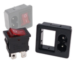 Gniazdo Zasilające Ac Iec Męskie z Przełącznikiem - Ośmiokąt do Obudowy na Zatrzask