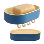 Uchwyt na Mydło z Haczykami - Idealny Wieszak do Łazienki - Niebieski Podstawka do Mydła - Wieszak Ścienny z Dodatkowymi Haczykami