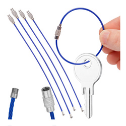 Linka do Kluczy Niebieska Zawieszka - Brelok Stalowy Zakręcany 15cm - Zestaw 5 sztuk