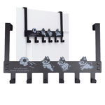 Wieszak na Drzwi z 6 Haczykami - Czarny - Uchwyt na Drzwi - Max. Szerokość 45mm