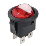 Przełącznik Kołyskowy Podwójny 6A/250V ON/OFF Czerwony z Wyprowadzeniami do Lutowania lub Konektora 4,8mm