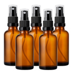Butelka Szklana Brązowa z Atomizerem 100ml Brązowe Szkło, Czarny Atomizer - Zestaw 5 sztuk