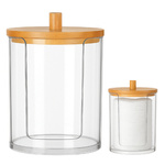 Pojemnik Na Waciki Kosmetyczne Bambus Akryl Organizer Łazienkowy