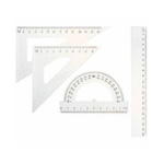 Zestaw kreślarski 4 sztuki - linijka, kątomierz, ekierki