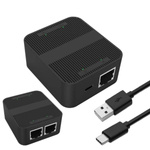 Switch Ethernet RJ45 - Konwerter Kabla Sieciowego - Czarny, Idealny do Podziału Sygnału Sieciowego na Dwa Urządzenia