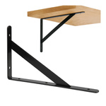 Elegancki Czarny Wspornik Pod Półkę 200x120mm - Metalowa Konstrukcja - Stylowe Rozwiązanie do Aranżacji Wnętrz