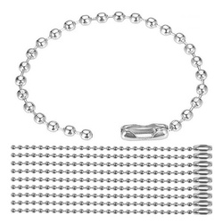 Łańcuszek Kulkowy Srebrny - 15cm - Łącznik Do Metek Breloków 10szt