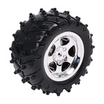 Uniwersalne koło 53x27mm z czarną oponą i srebrną felgą do projektów DIY