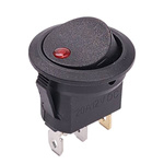 Przełącznik Kołyskowy z Czerwoną Diodą LED - Okrągły - ON-OFF - Czarny - 20A/12V DC