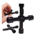 Uniwersalny Klucz do Szafek Technicznych z 4 Różnymi Końcówkami - Czarny