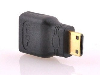 Adapter HDMI na Mini HDMI - Wtyki Gold - Full HD - Łącznik do Standardowego Kabla HDMI - Pozłacane Wtyki - Umożliwia Korzystanie z Telefonu z Portem Mini HDMI