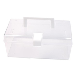 Plastikowe Pudełko Z Rączką - 22x11x9,5 cm - Przenośny Organizer Transparentny