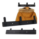 Wieszak Ścienny Potrójny - Na Ubrania Ręczniki - Haczyk Samoprzylepny Czarny