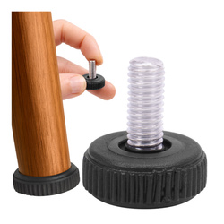 Noga meblowa regulowana M6 20x14mm czarna z podkładką