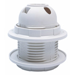 Oprawka E27 z regulowanym kołnierzem do oświetlenia wnętrz - biała, plastikowa