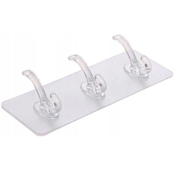 Wieszak Samoprzylepny Podwójny 3 Sztuki Transparentny Uchwyt Ścienny 18x6,5cm - Idealny do Zawieszania Narzędzi, Gąbek i Szczotek