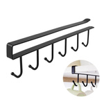 Wieszak Podwieszany Pod Szafkę - Czarny - Uchwyt z Haczykami na Kubki - Idealne Rozwiązanie do Kuchni i Łazienki