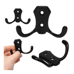 Zestaw 4x Wieszak Podwójny Ścienny – Metalowy Haczyk na Ubrania – Czarny 45 mm
